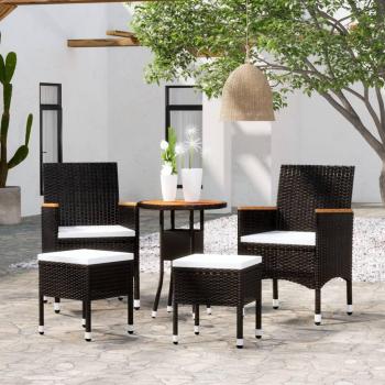 VidaXL 5 Piece Outdoor Lounge Set Poly Rattan Black