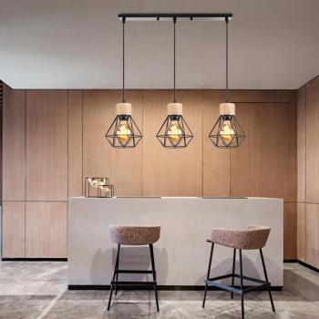 Suspension Design Diamant 3 Lampes E27 pour Salle à Manger