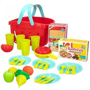 Cesta de Picnic con Comida y Menaje 33 Piezas My Home Colors