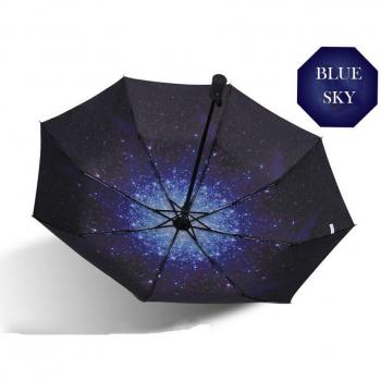 Parapluie compact Galaxy Star Sky pour femmes, cinq poches, noir, résistant au vent