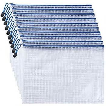 COWORK 10PCS Mesh Zipper Pouch Document Holders
