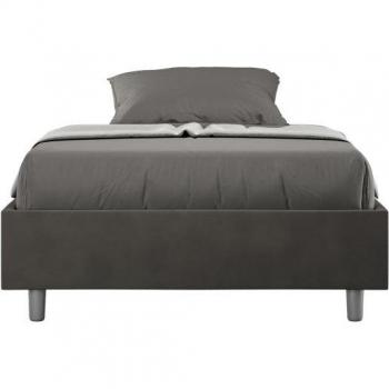 Lit minimaliste microfibre Avika 39 cm – Sommier & Coffre gris foncé 140x190