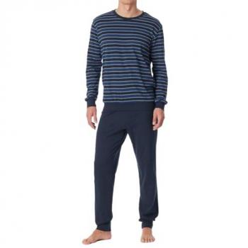 Schiesser Schlafanzug Set für Herren Blau Geometrisches Muster