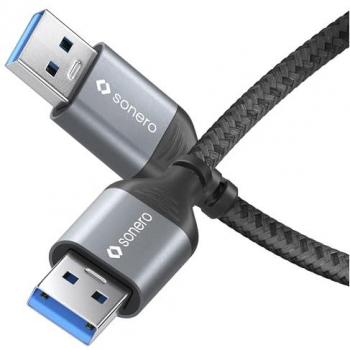 Sonero 2 m USB 3.0 Kabel – A/A, Aluminium Space Grey/Schwarz