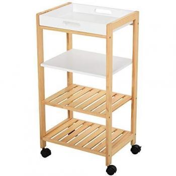 HOMCOM Kitchen Office Island Cart, 4‑Tier, MDF Wood Blend