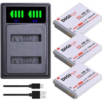 NB6LH Battery + LED Dual USB Charger for Canon PowerShot SX240 SX275 SX280 SX510 SX500 D30 S90