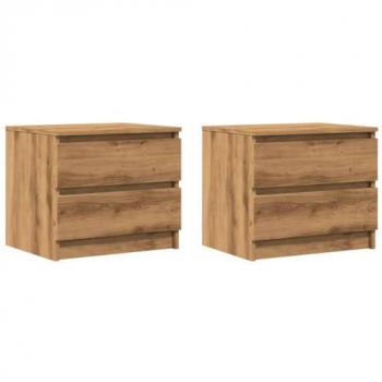 Tables de chevet chêne artisanal 2 pièces 50x40x43,5 cm bois ingénierie