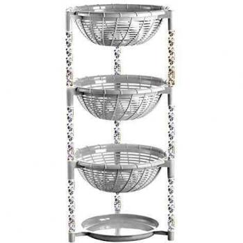 NeatStack Stacking Basket Bins (White, 3 Baskets + Plate)