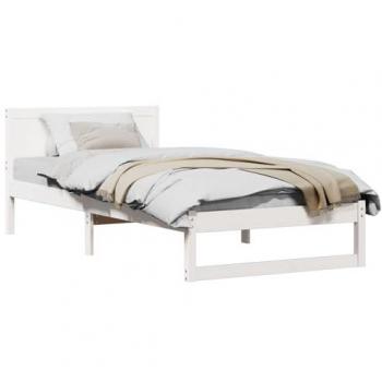 Lit blanc en bois de pin 100 cm x 200 cm Vidaxl