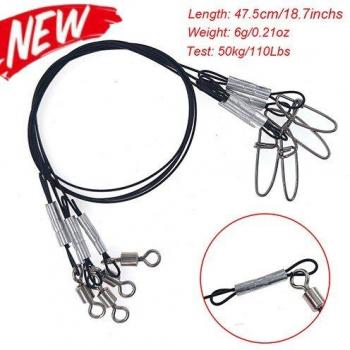 10pcs Anti-Bite Fishing Leader Wire Line 50cm, 88Lbs/40kg