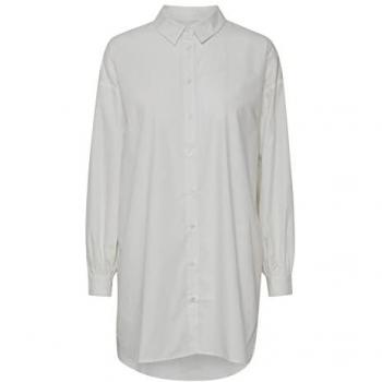 Langarmbluse ICHI “Langarmbluse IHLong” – 100 % Baumwolle – Farbton: Blanc de Blanc – Damen – Gr. 34