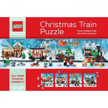 LEGO Christmas Train Puzzle: Four 100-Piece Connecting Puzzles