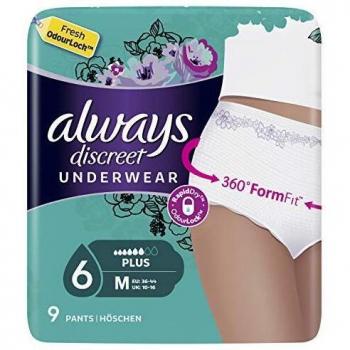 Protection Intime Always – Sous-vêtements fuites urinaires, M+, 9 pièces