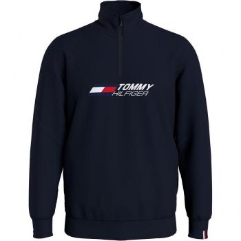 Sudadera Essentials Tommy Hilfiger Media Zip Azul y Blanco