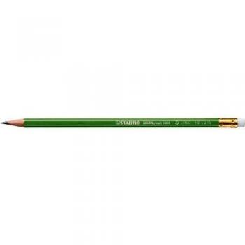 Lot de 12 crayons graphite STABILO GREEN avec bout gomme HB certifiés FSC