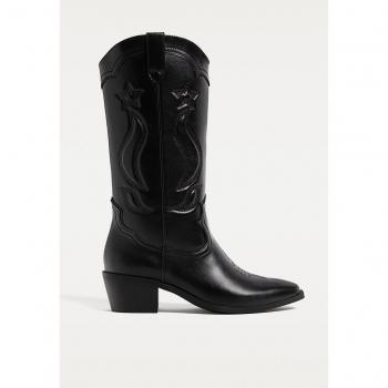 Stradivarius Absatz-Cowboystiefel Schwarz 37