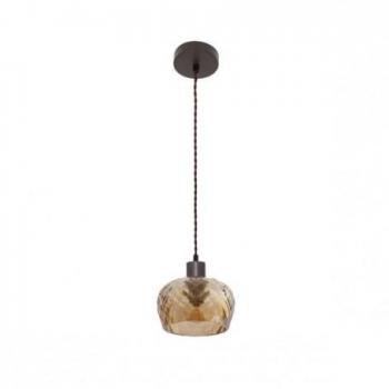 Estela Colgante 1xe27 Marrón Regx13x13 Cm C/tulipa Cristal Tallado Ámbar