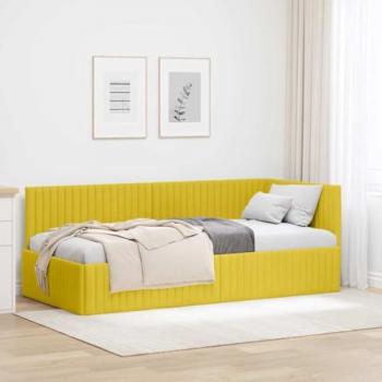 VidaXL Samt Bettgestell Eckform Gelb 90 x 190 cm
