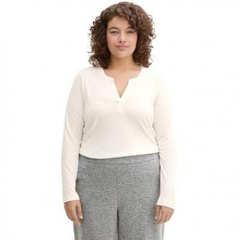 TOM TAILOR Damen Plus Size Langarmshirt, Lyocell, Uni, Gr. 54