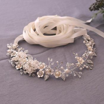 Correa de Vestido de Boda con Motivo Floral y Brillo Simulado