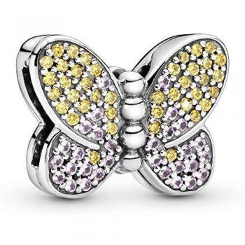 Pandora Abalorio clip diseño mariposa con circonita y cristal