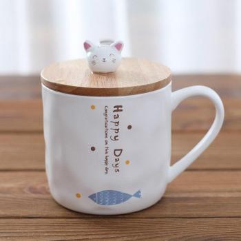 Ceramic Tea Mug with Spoon and Bamboo Cover