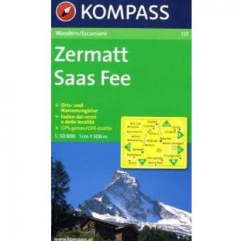 Zermatt, Saas Fee 1 : 50 000: Wanderkarte. Orts