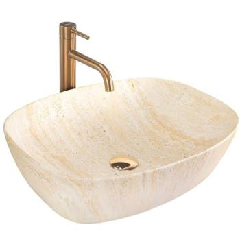 Travertine Freja Countertop Basin (Oval, Beige Matte) – REA