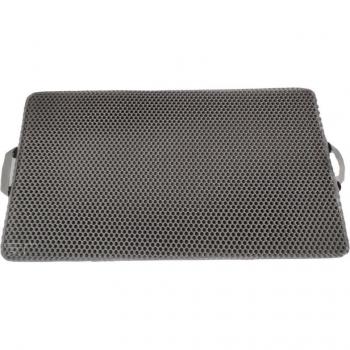 Tapis Nettoyage Litière 55 cm × 75 cm – Double Épaisseur EVA – Poignée Intégrée – Gris