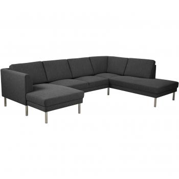 PKLine Anthrazit‑Ecksofa mit Chaiselounge