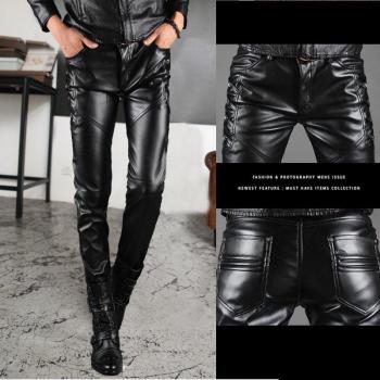 Men's Casual PU Leather Pants