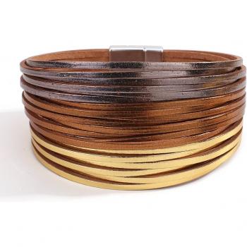 Amorcome Wide Multicolor Leather Bangle
