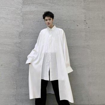 Camisas de dos piezas para hombre, manga larga, ropa de calle en negro y blanco