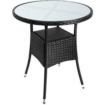 Table ronde en polyrotin pour balcon Ø60cm noir