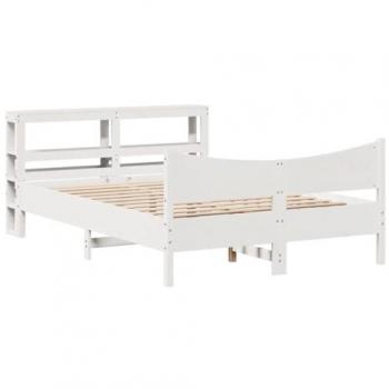 Estructura de cama de pino blanco con cabecero 140x200 cm