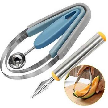Stainless Steel Fruit Carving Tool – 4‑Function Melon Slicer