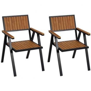 Teak-Optik Gartenstuhl-Set MCW-J95