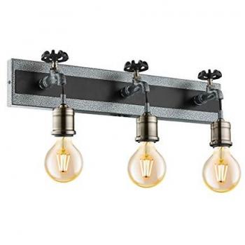 Iluminación de Pared Vintage Eglo Goldcliff Plata, 3 Lámparas E27, 55 cm