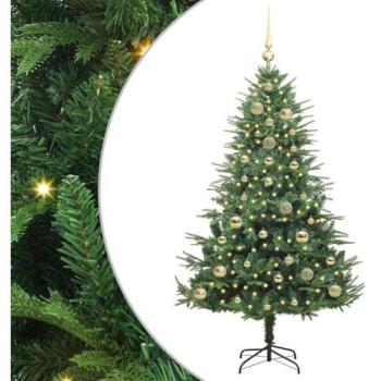 vidaXL Künstlicher Weihnachtsbaum vorbeleuchtet mit Kugelset Grün 150 cm