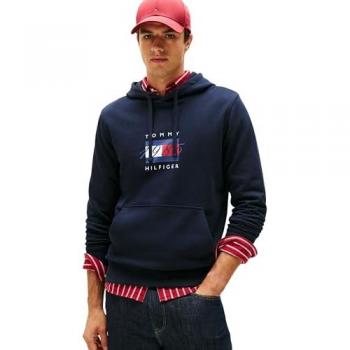 Felpa Tommy Hilfiger Con Cappuccio e Bandiera
