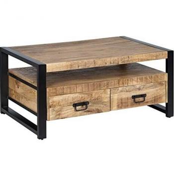 Mesa de Centro de Madera Maciza con Cajones