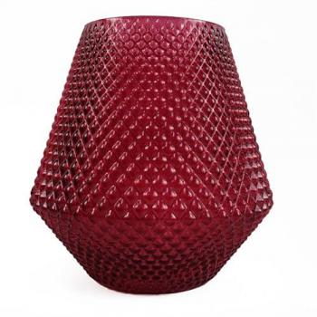 Chic 23cm Pink Glass Vase with Leaf Pattern
