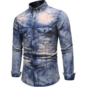 Camisas Retro azules informales para primavera 2022