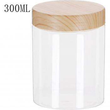 500ml Clear PET Jar with Imitation Wood Lid