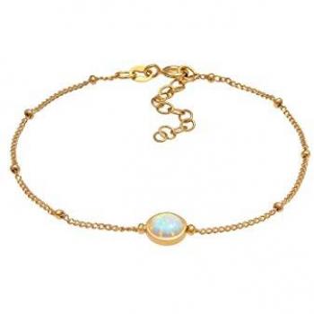 Elli Elegantes Armband mit synthetischem Opal in 925er Silber vergoldet
