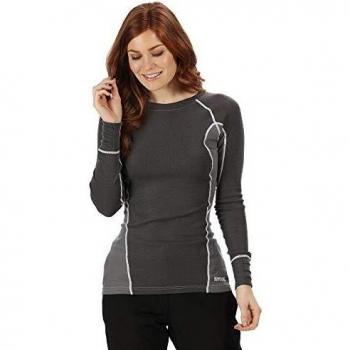 Camiseta de Manga Larga Regatta Beru para Mujer, Lana Merino, Super Suave, Control de Olor, Capa Base, Imán/Gris Roca, Talla: 16