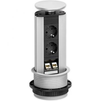 EVOline Steckdosenturm 2fach Schwarz, Silber