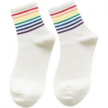 Unisex Rainbow Striped Christmas Socks