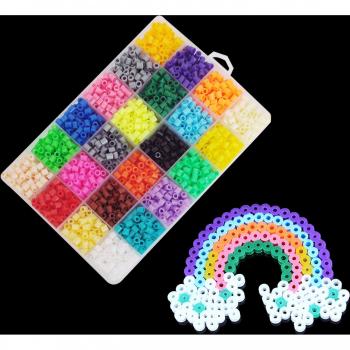 2400Pcs 24 Colors Rainbow Mini Fuse Beads DIY Craft Kit