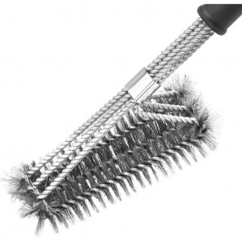 Brosse de nettoyage de barbecue à triple tête en acier inoxydable
